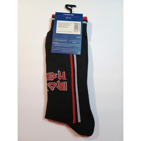 Iron Maiden Logo Socks Black Red One Size Fits US Shoe Size 7-12 Official Merch - Picture 4 of 5